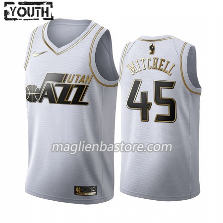 Maglia NBA Utah Jazz Donovan Mitchell 45 Nike 2019-20 Bianco Golden Edition Swingman - Bambino